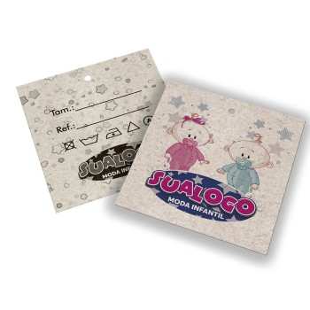 TAGS TAGS PADRÃO FURO RECICLATO 250G SEM LAMINAÇÃO E SEM VERNIZ SEM VERNIZ 91X102MM Colorido frente e preto e branco verso - 5000 un.