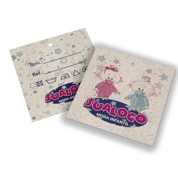 TAGS TAGS PADRÃO FURO RECICLATO 250G SEM LAMINAÇÃO E SEM VERNIZ SEM VERNIZ 91X102MM Colorido frente e verso - 5000 un.