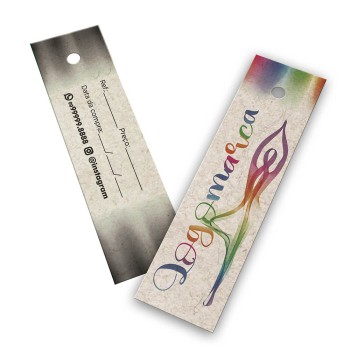 TAGS TAGS PADRÃO FURO RECICLATO 250G SEM LAMINAÇÃO E SEM VERNIZ SEM VERNIZ 91X25MM Colorido frente e preto e branco verso - 2000 un.