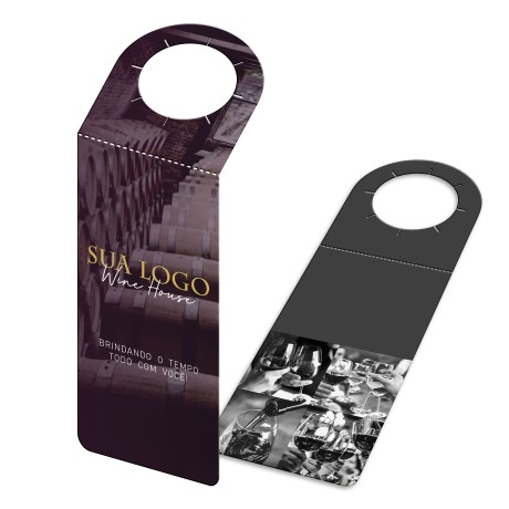 TAGS TAGS PARA GARRAFA COUCHÊ 250G SEM LAMINAÇÃO E SEM VERNIZ SEM VERNIZ 91X204MM Colorido frente e preto e branco verso - 250 un.