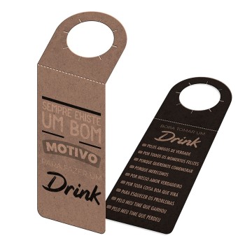 TAGS TAGS PARA GARRAFA KRAFT 250G SEM LAMINAÇÃO E SEM VERNIZ SEM VERNIZ 91X204MM Preto e branco frente e verso - 50 un.