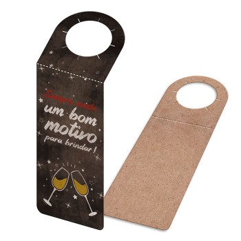 TAGS TAGS PARA GARRAFA KRAFT 250G SEM LAMINAÇÃO E SEM VERNIZ SEM VERNIZ COM TINTA BRANCA 91X204MM Colorido frente - 250 un.