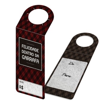 TAGS TAGS PARA GARRAFA KRAFT 250G SEM LAMINAÇÃO E SEM VERNIZ SEM VERNIZ COM TINTA BRANCA 91X204MM Colorido frente e verso - 50 un.