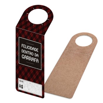 TAGS TAGS PARA GARRAFA KRAFT 250G SEM LAMINAÇÃO E SEM VERNIZ SEM VERNIZ COM TINTA BRANCA 91X204MM Colorido frente - 50 un.