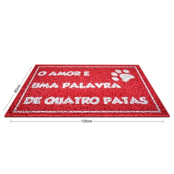 TAPETE CAPACHO PVC VINÍLICO VERMELHO 1200X800MM Colorido frente - 1 un.