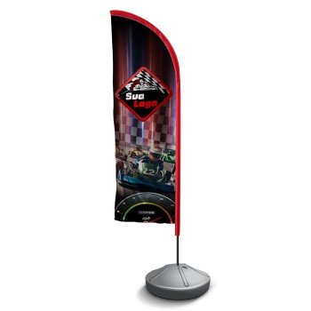 WIND BANNER KIT COMPLETO BANDEIRA E BASE TECIDO OXFORD MODELO FACA Colorido frente - 1 un.