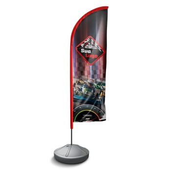 WIND BANNER KIT COMPLETO BANDEIRA E BASE TECIDO OXFORD MODELO FACA Colorido frente - 1 un.