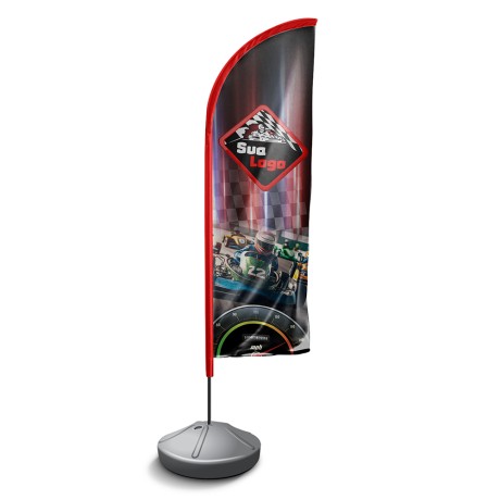WIND BANNER KIT COMPLETO BANDEIRA E BASE TECIDO OXFORD MODELO FACA Colorido frente - 1 un.
