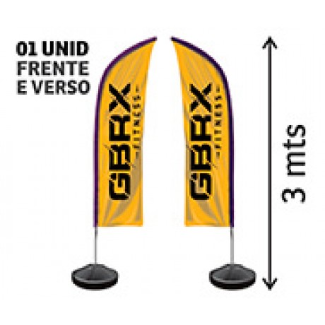 WIND BANNER KIT COMPLETO BANDEIRA E BASE TECIDO OXFORD MODELO FACA Colorido frente e verso - 1 un.