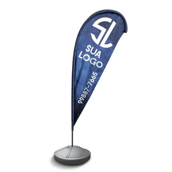 WIND BANNER KIT COMPLETO BANDEIRA E BASE TECIDO OXFORD MODELO GOTA Colorido frente - 1 un.