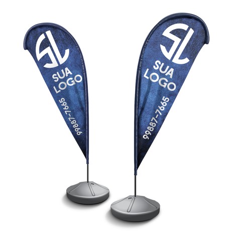 WIND BANNER KIT COMPLETO BANDEIRA E BASE TECIDO OXFORD MODELO GOTA Colorido frente e verso - 1 un.