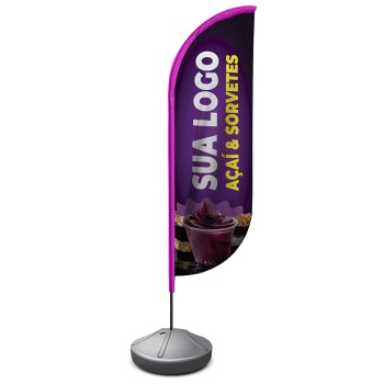 WIND BANNER KIT COMPLETO BANDEIRA E BASE TECIDO OXFORD MODELO PENA Colorido frente - 1 un.