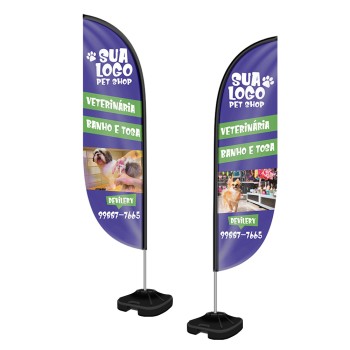 WIND BANNER KIT COMPLETO BANDEIRA E BASE TECIDO OXFORD MODELO PENA Colorido frente e verso - 1 un.