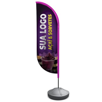 WIND BANNER KIT COMPLETO BANDEIRA E BASE TECIDO OXFORD MODELO PENA Colorido frente - 1 un.