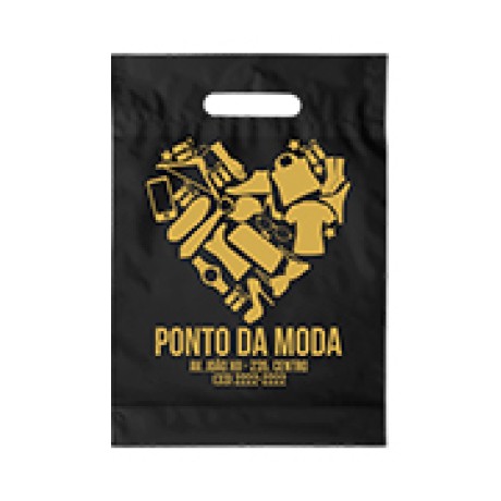 SACOLAS E SACOS SACOLAS PERSONALIZADAS PLÁSTICAS BOCA VAZADA 150X200MM PRETA Preto e branco frente - 250 un.