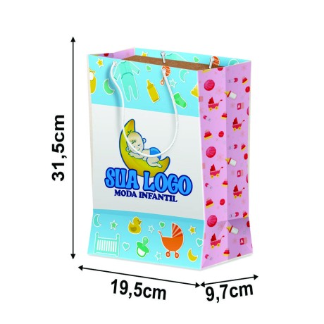 SACOLAS E SACOS SACOLAS PERSONALIZADAS DUPLEX 221G BRANCO SACOLA MÉDIA VERTICAL Colorido frente - 250 un.