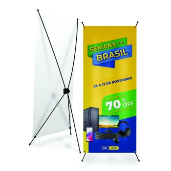 X BANNER OU INDOOR KIT COMPLETO BANDEIRA E SUPORTE X LONA FRONT LIGHT Colorido frente - 1 un.