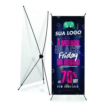 X BANNER OU INDOOR KIT COMPLETO BANDEIRA E SUPORTE X LONA FRONT LIGHT Colorido frente - 3 un.