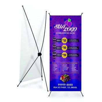 X BANNER OU INDOOR KIT COMPLETO BANDEIRA E SUPORTE X LONA FRONT LIGHT Colorido frente - 5 un.