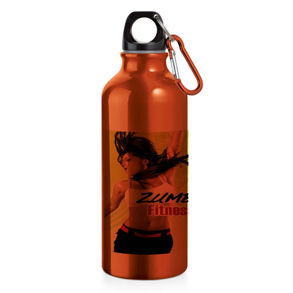 GARRAFAS E SQUEEZES PERSONALIZADO SQUEEZE DE ALUMÍNIO ERALD COM MOSQUETÃO 500ML LARANJA