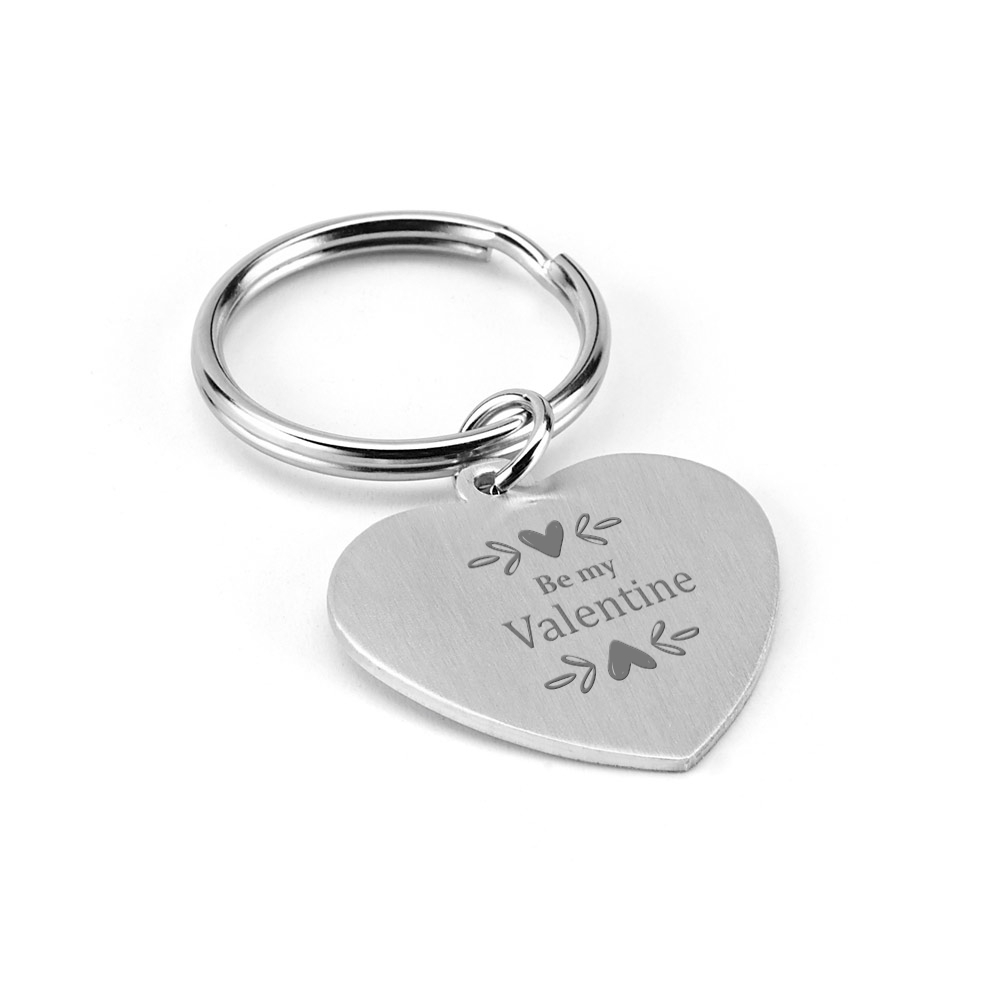 ABRIDORES E CHAVEIROS CHAVEIRO GRAVAÇÃO A LASER ALUMÍNIO MODELO CORAÇÃO CROMADO SATINADO