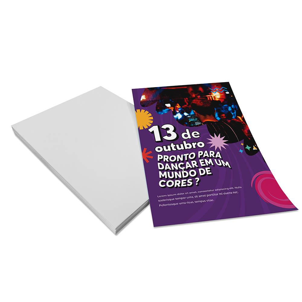 PANFLETOS, FLYERS E FOLHETOS COUCHÊ 150G SEM VERNIZ 300X200MM