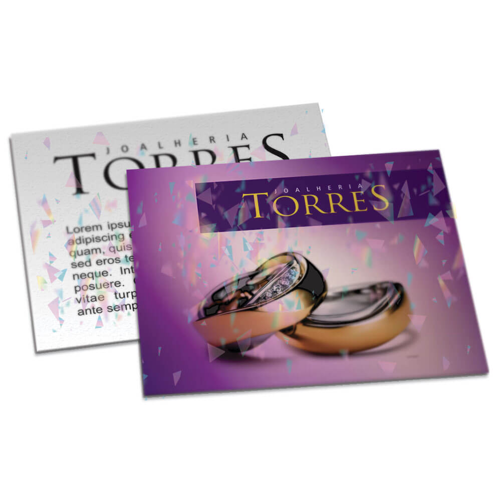 POSTAIS COUCHÊ 275G LAMINAÇÃO HOLOGRÁFICA FR E VR 182X153MM