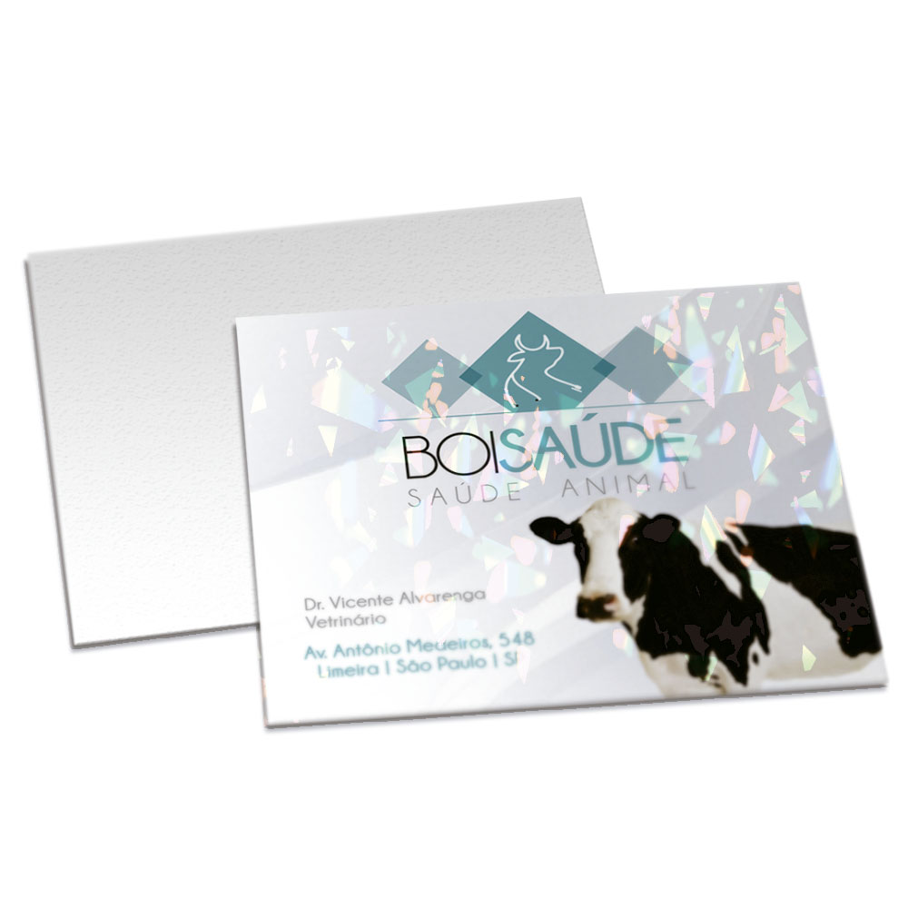 POSTAIS COUCHÊ 275G LAMINAÇÃO HOLOGRÁFICA FRENTE 91X102MM