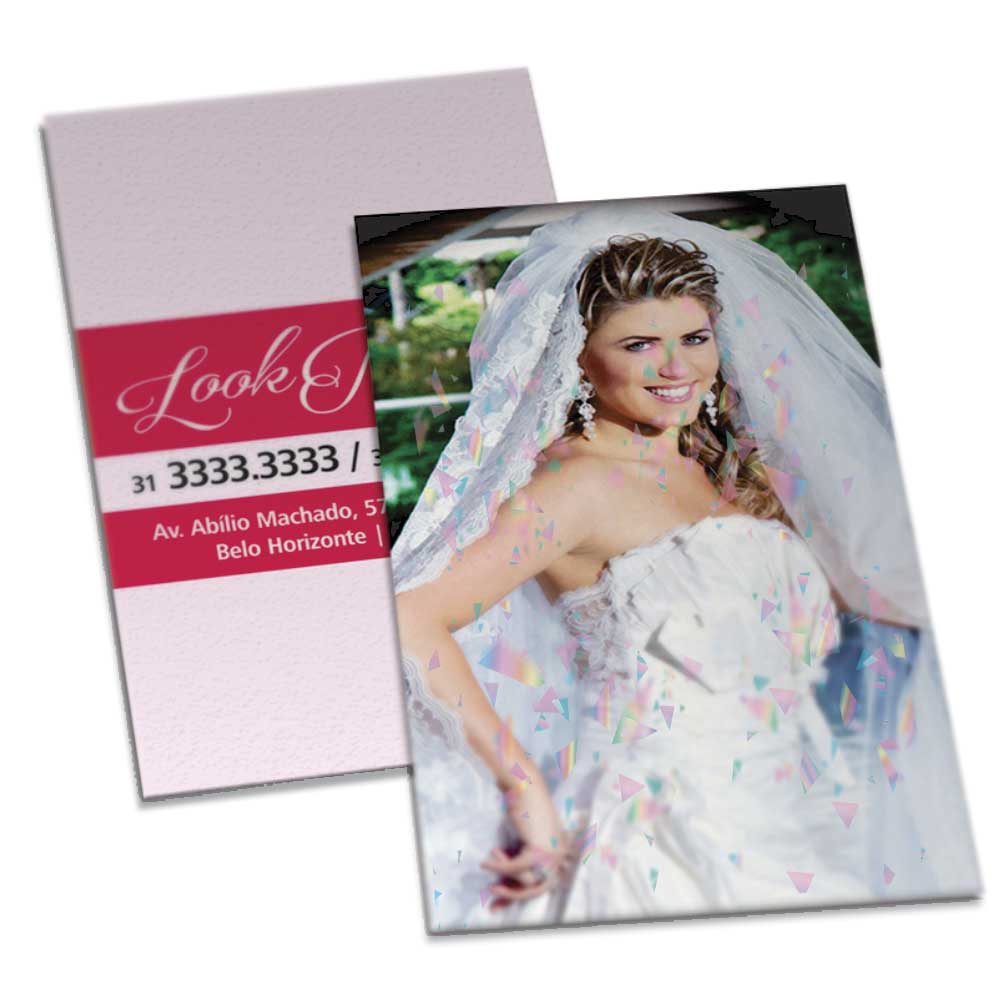 POSTAIS COUCHÊ 275G LAMINAÇÃO HOLOGRÁFICA FRENTE 91X153MM