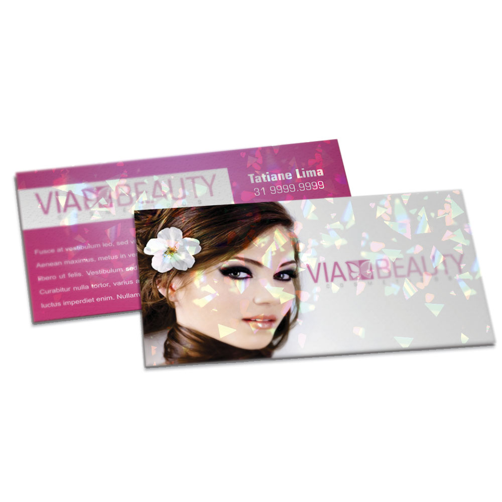 POSTAIS COUCHÊ 300G LAMINAÇÃO HOLOGRÁFICA LAM HOLOGRÁFICA FRENTE E VERSO 182X102MM