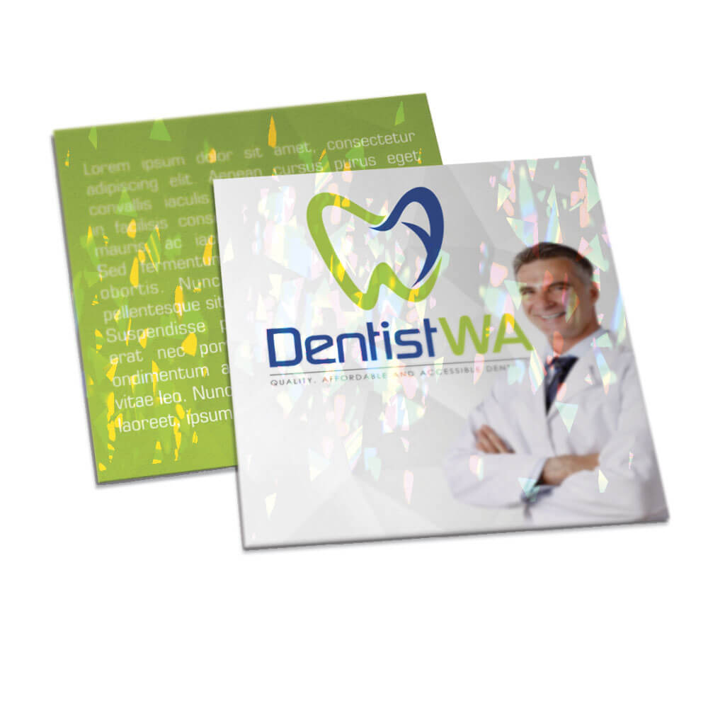 POSTAIS COUCHÊ 300G LAMINAÇÃO HOLOGRÁFICA LAM HOLOGRÁFICA FRENTE E VERSO 91X102MM