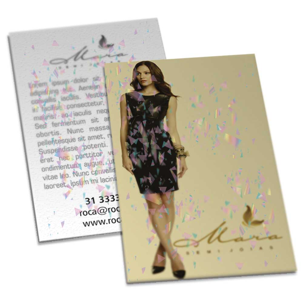 POSTAIS COUCHÊ 300G LAMINAÇÃO HOLOGRÁFICA LAM HOLOGRÁFICA FRENTE E VERSO 91X153MM